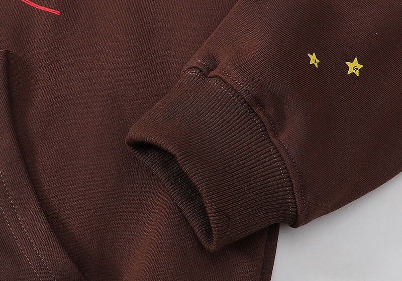 Sp5der 555555 Angel Number Hoodie – Brown Premium Streetwear Sweatshirt