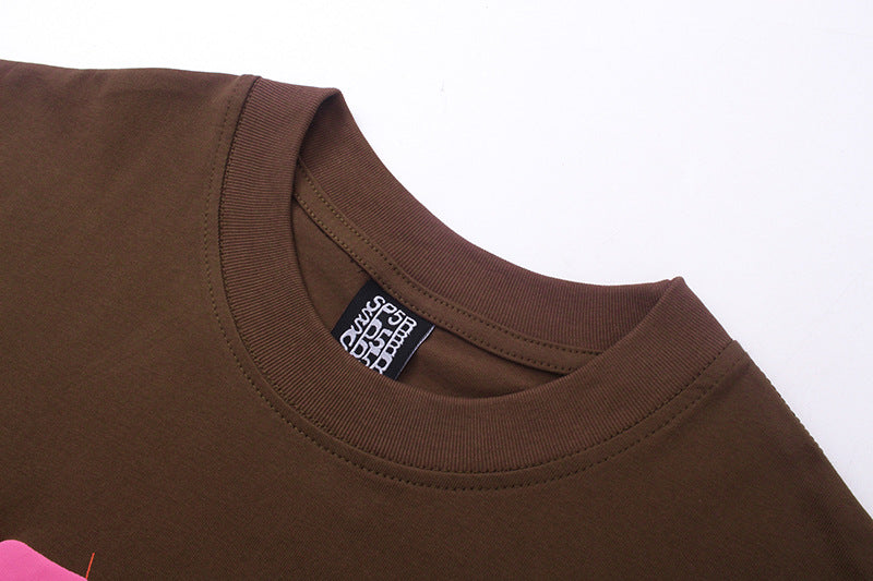 Sp5der 555555 Angel Number T-Shirt – Brown Streetwear Graphic Tee