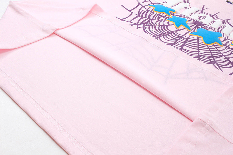 Sp5der Atlanta Print T-Shirt – Pink Streetwear Graphic Tee